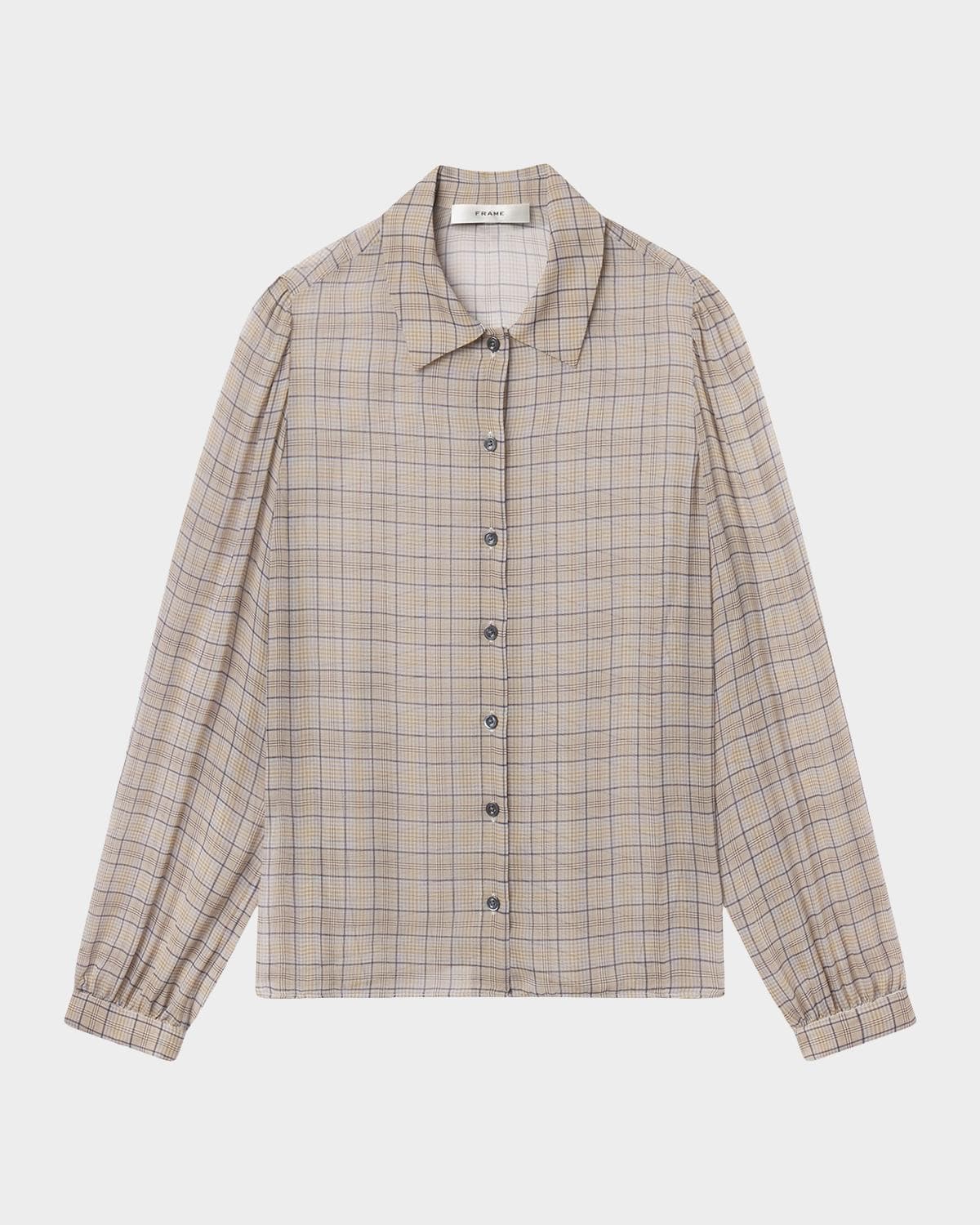 FRAME The Plaid Staple Silk Blouse