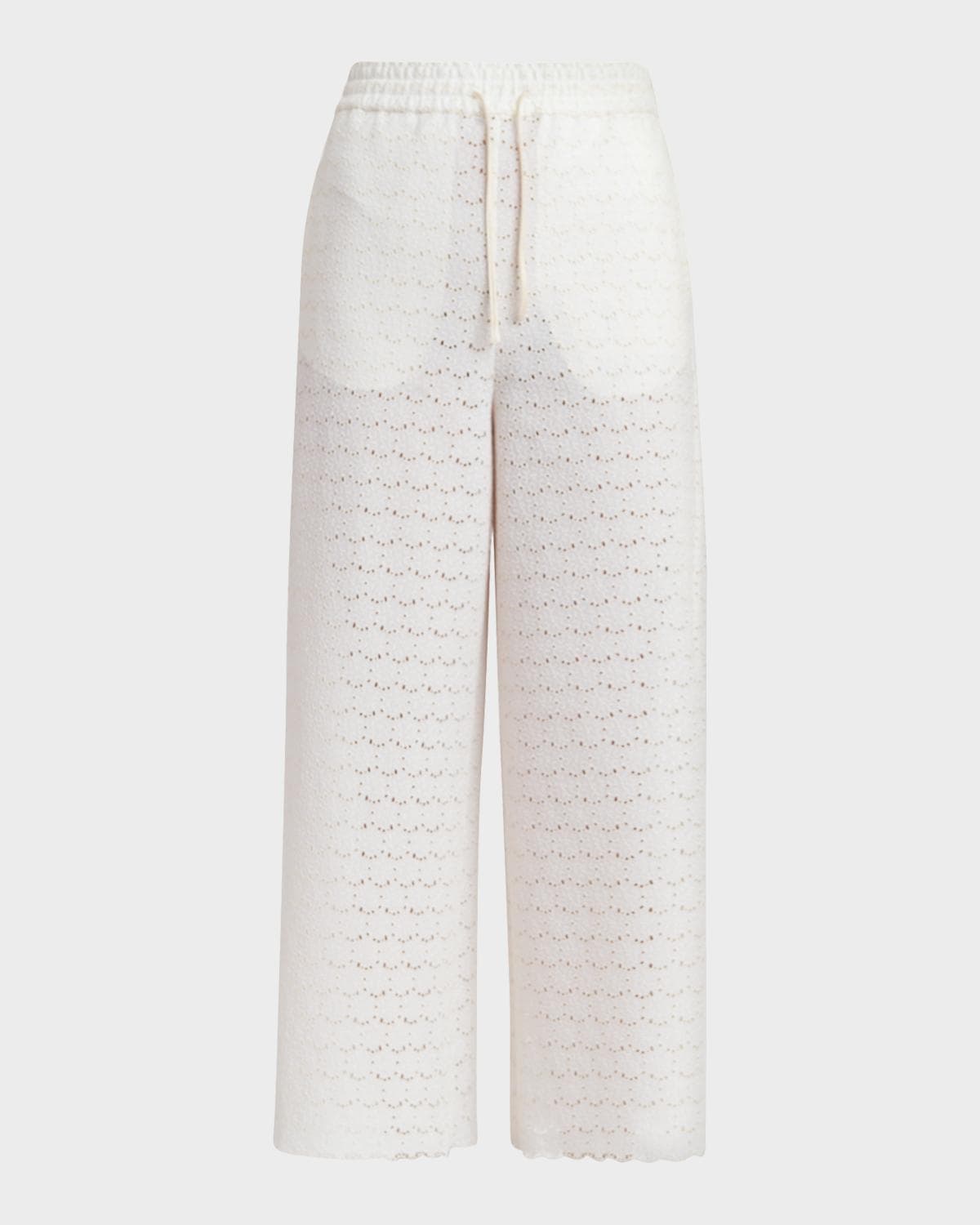 Valentino Garavani Embroidered Eyelet Cotton Drawstring Pants