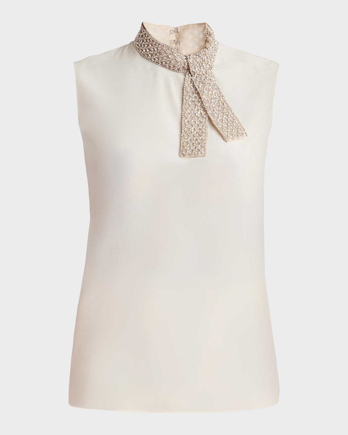 Valentino Garavani Silk Tie Neck Sleeveless Blouse