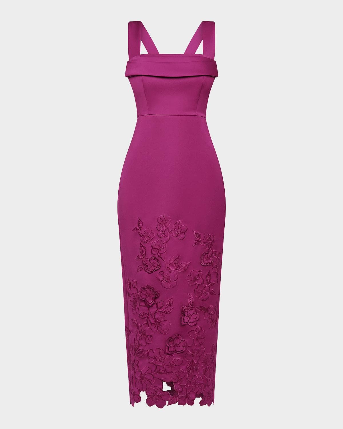 Theia Billie Floral Applique Midi Sheath Dress