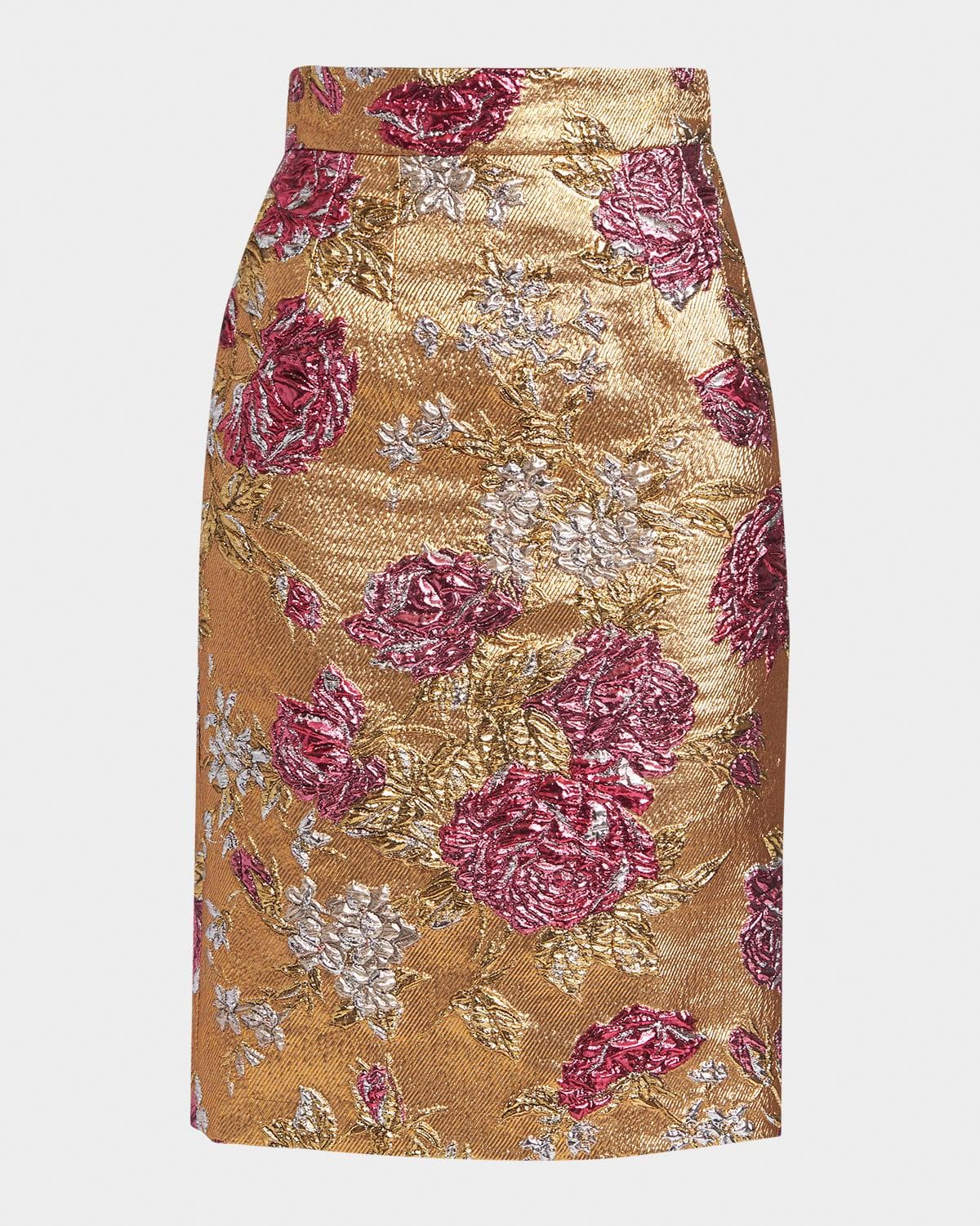 Dolce & Gabbana Metallic Floral Brocade Knee-Length skirt