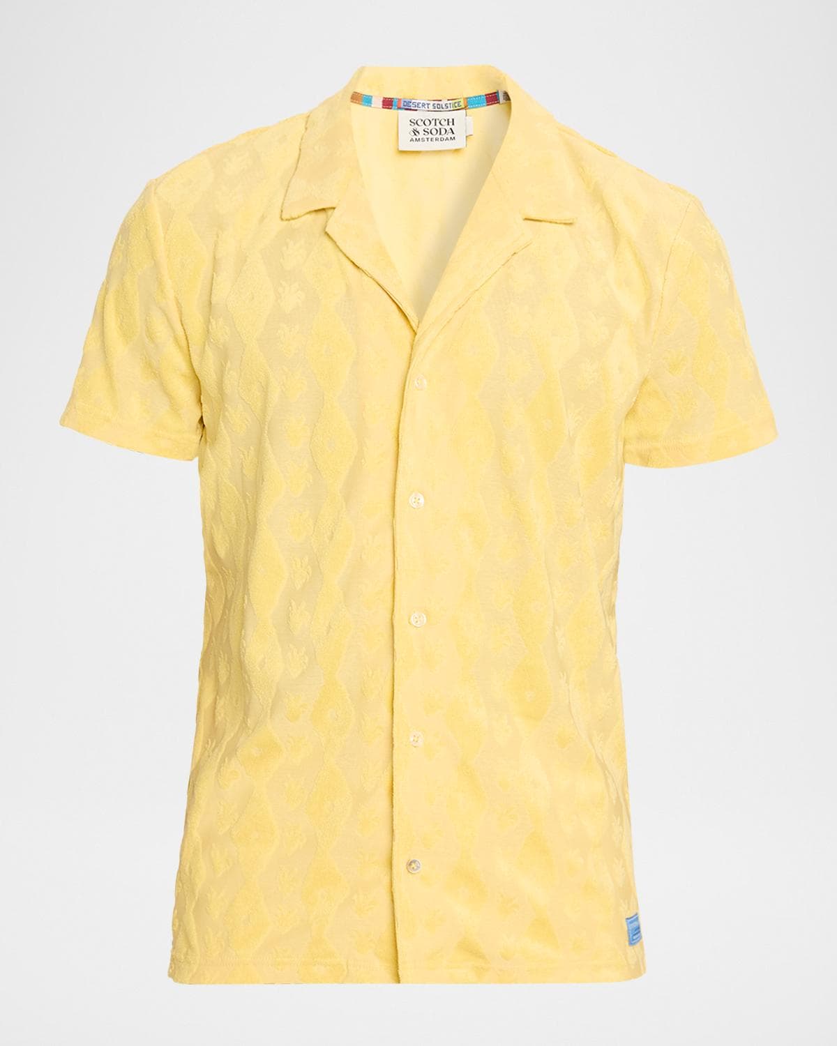 Scotch & Soda Men's Terry Jacquard Short-Sleeve Shirt · SMALL