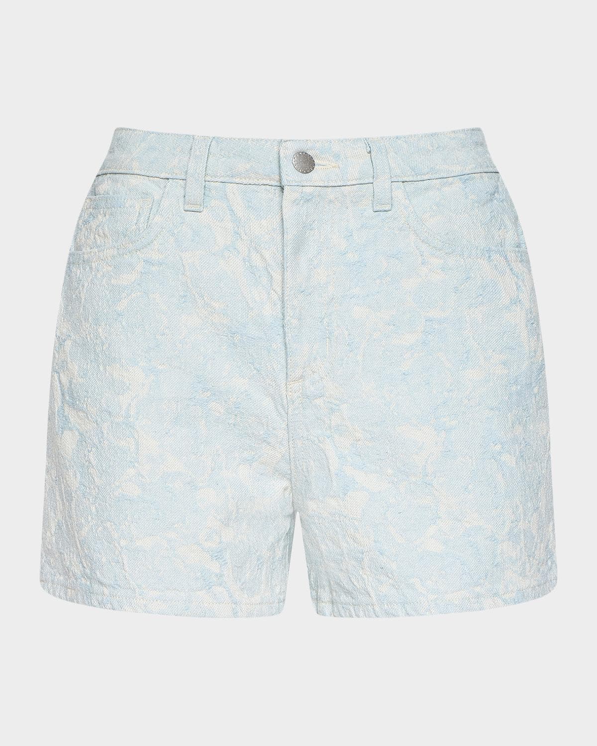 L 'AGENCE Lissania Ultra-High Rise Floral Denim Shorts
