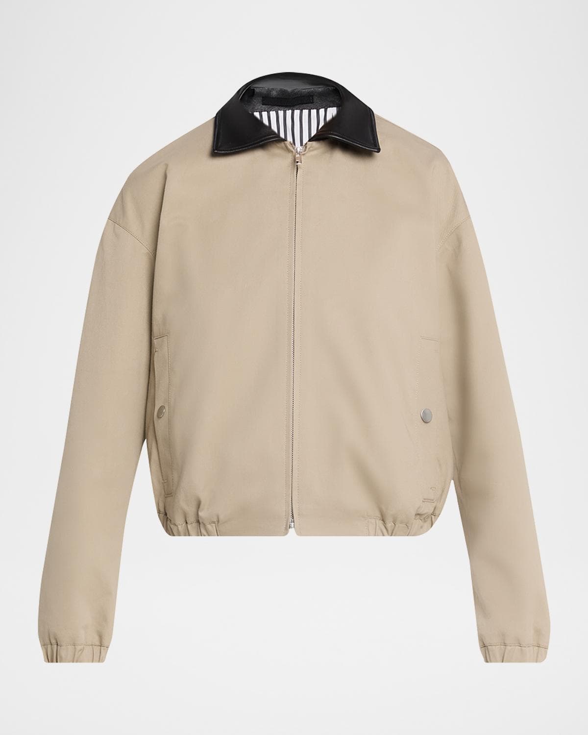 MARIA MCMANUS Leather-Collar Cotton Twill Flight Jacket