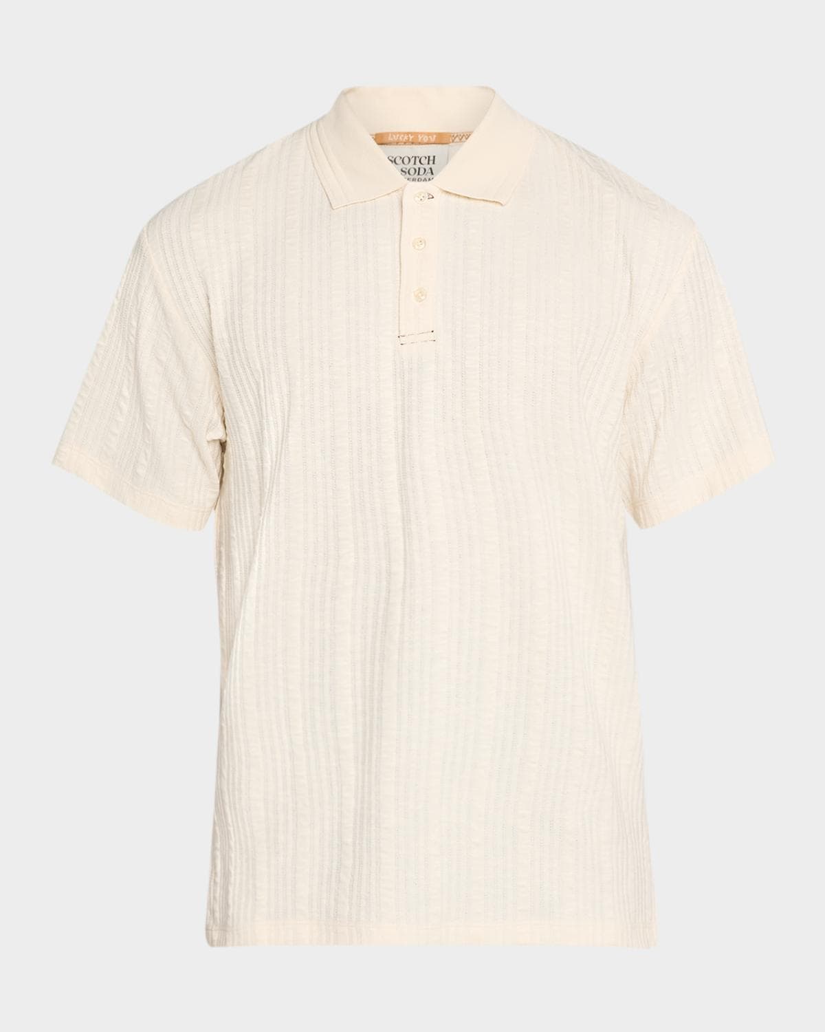 Scotch & Soda Men's Stripe-Textured Cotton Polo Shirt