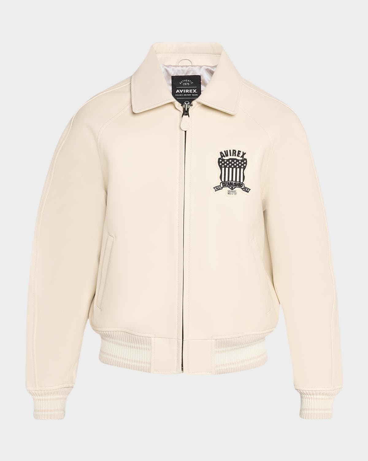 AVIREX Men's Tofu Leather Bomber Jacket