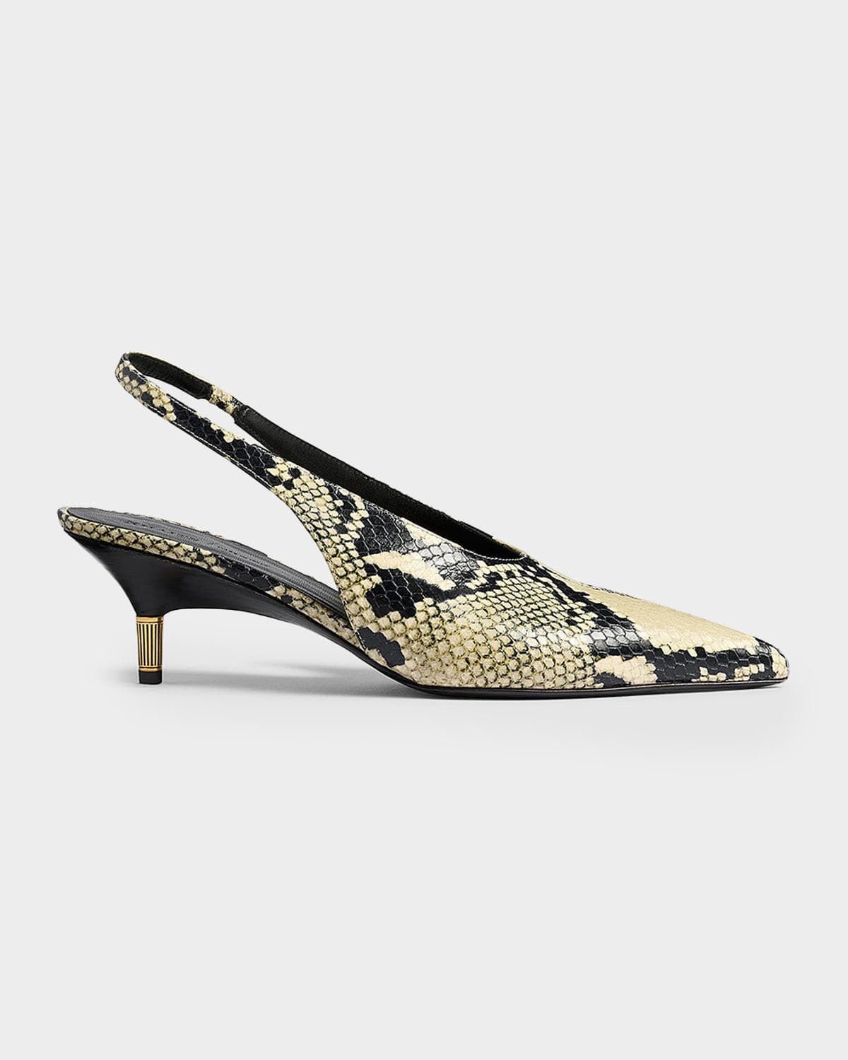 Khaite 55mm Bella Snake-Embossed Leather Pumps