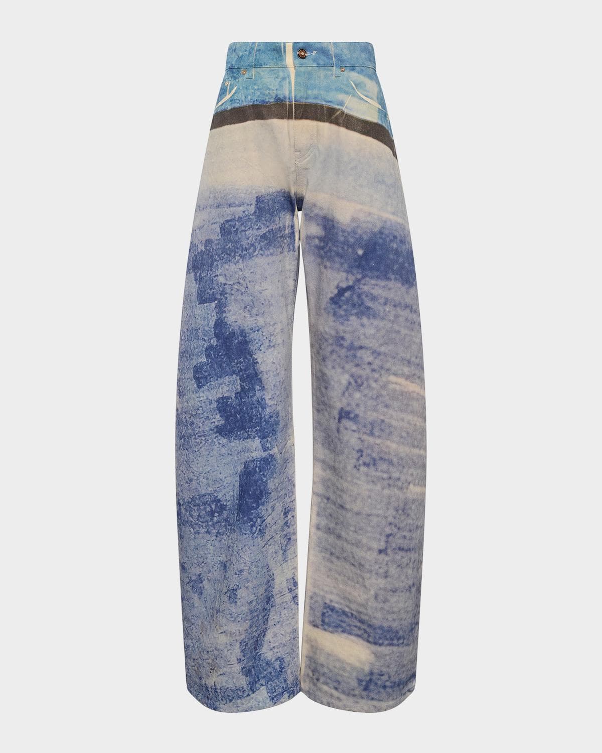 Gabriela Hearst Amoret Scribble-Print Barrel-Leg Jeans