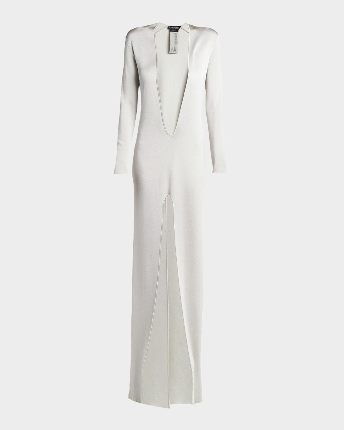 TOM FORD Liquid Fine Viscose Plunging Column Gown