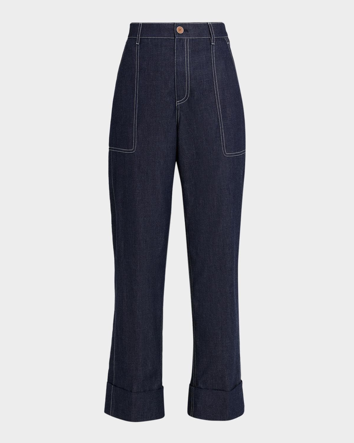 Lafayette 148 New York Highline Cropped Cotton Chambray Pants