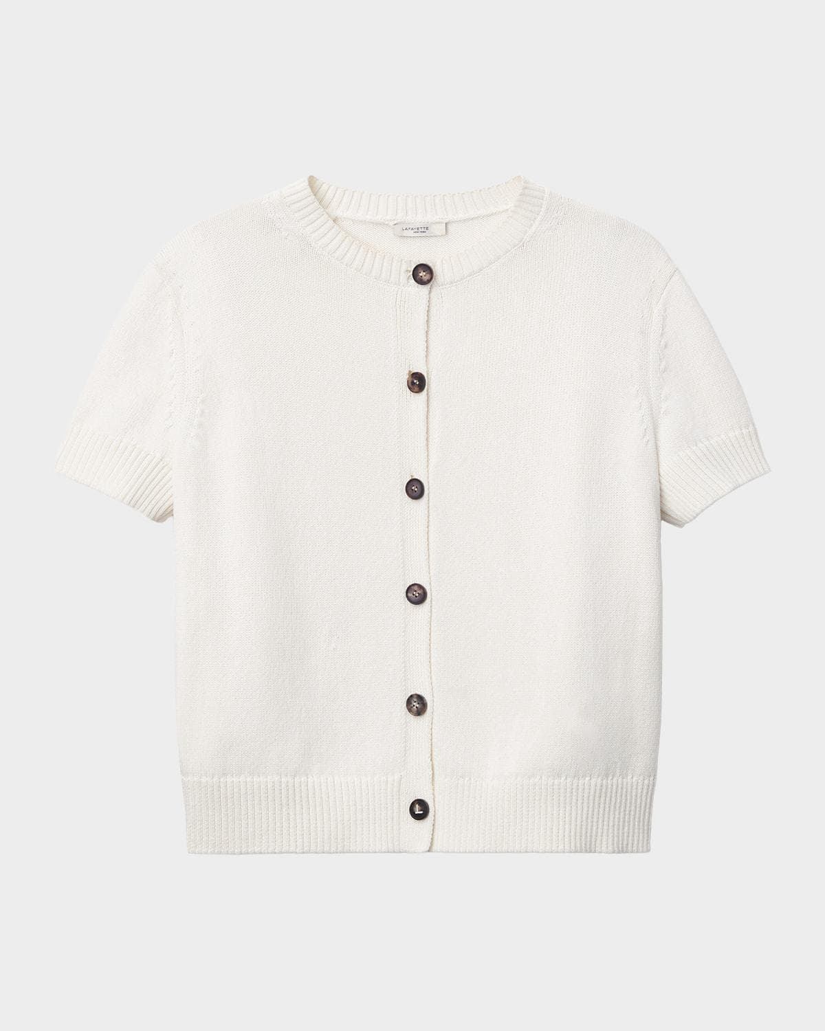 Lafayette 148 New York Crewneck Cotton-Silk Cardigan