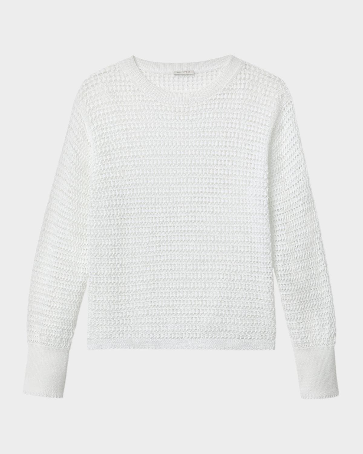 Lafayette 148 New York Open-Stitch Cotton Knit Sweater
