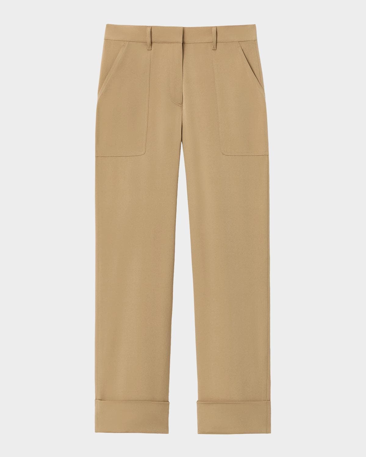 Lafayette 148 New York Cuffed Straight-Leg Silk Georgette Pants