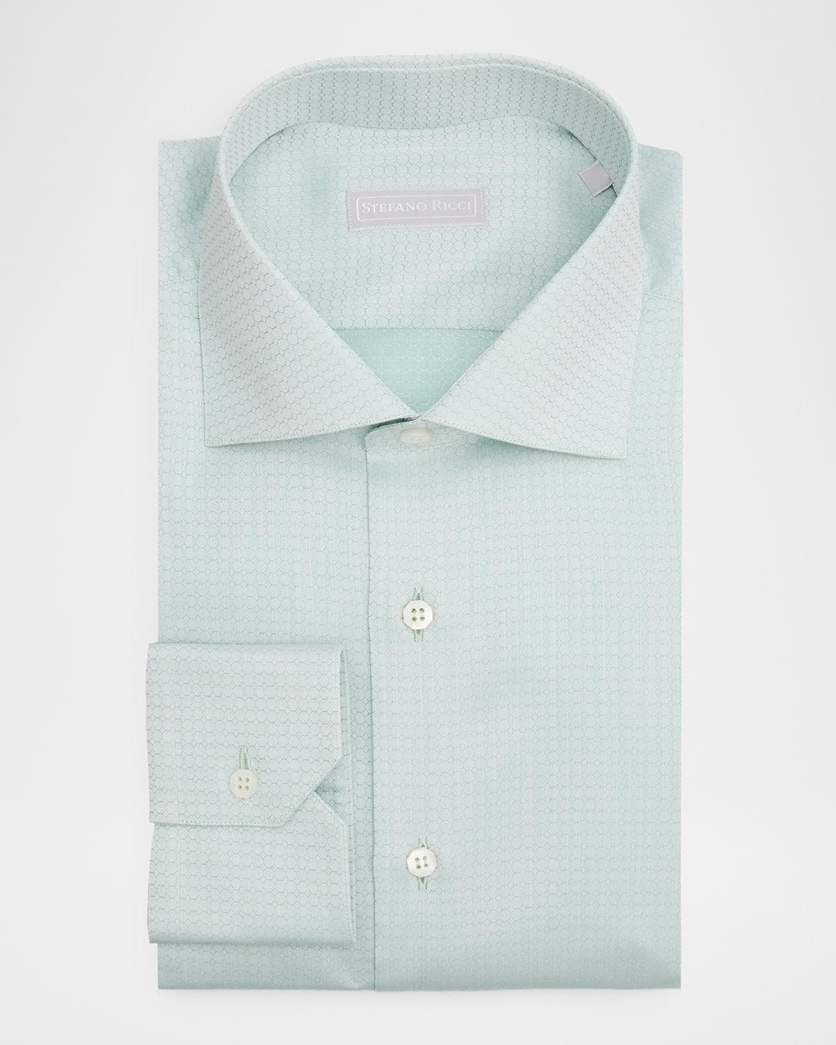 Stefano Ricci Men's Cotton Tonal Geometric Jacquard Dress Shirt