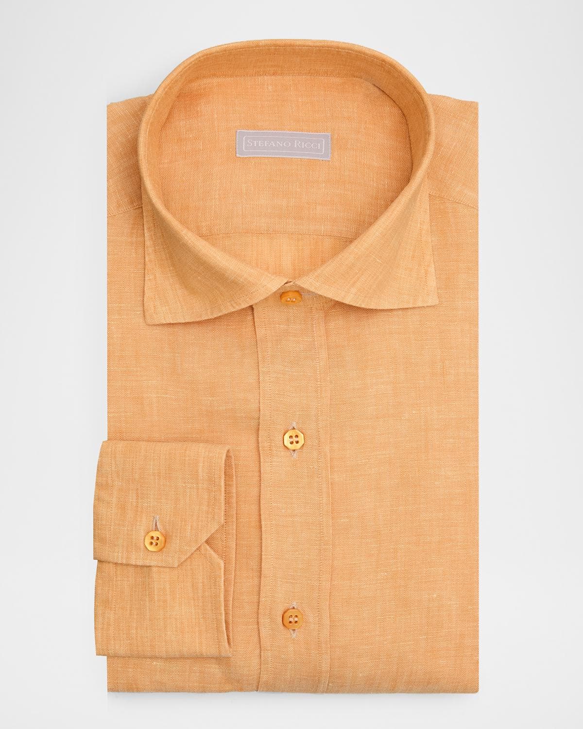 Stefano Ricci Men's Solid Linen Classic-Fit Dress Shirt