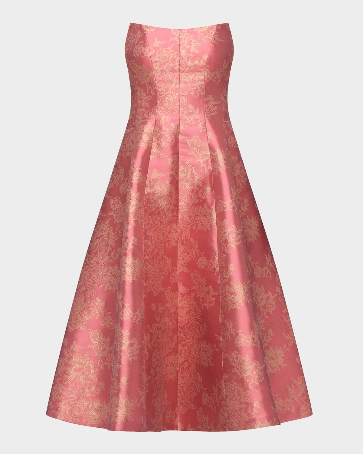 Kay Unger New York Quincy Tea-Length Strapless Metallic Jacquard Dress