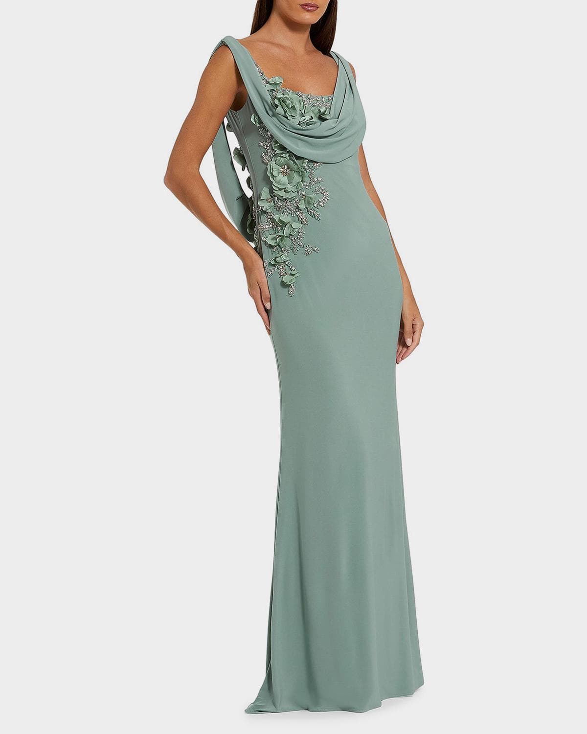 Mac Duggal Evening Beaded Jersey Sleeveless Gown