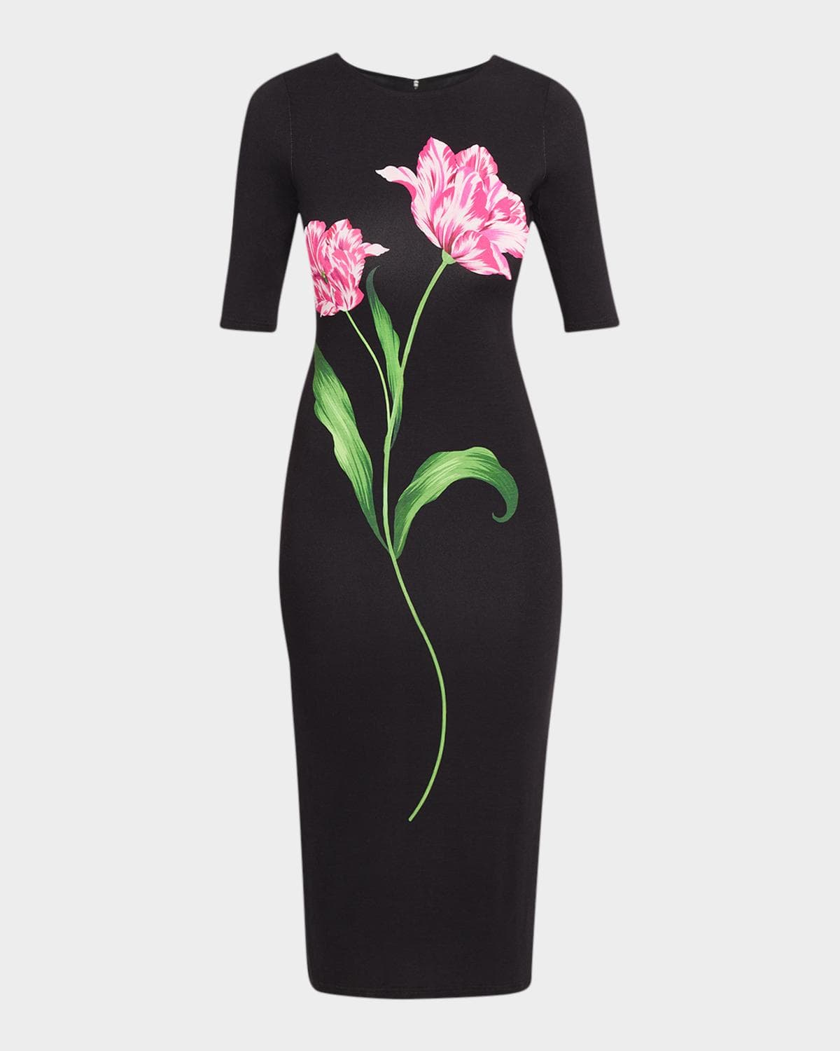 Milly Abbygail Floral-Print Jersey Midi Sheath Dress · 0
