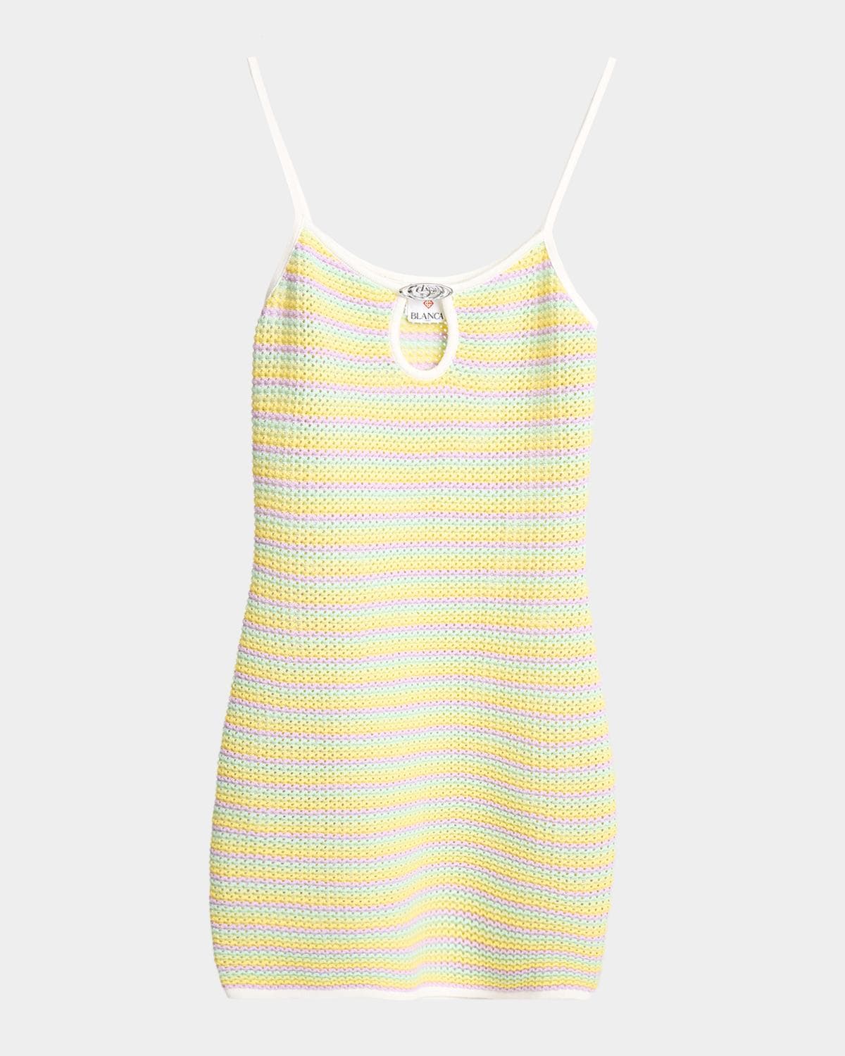 Casablanca Bourgeois Striped Crochet Knit Mini Dress