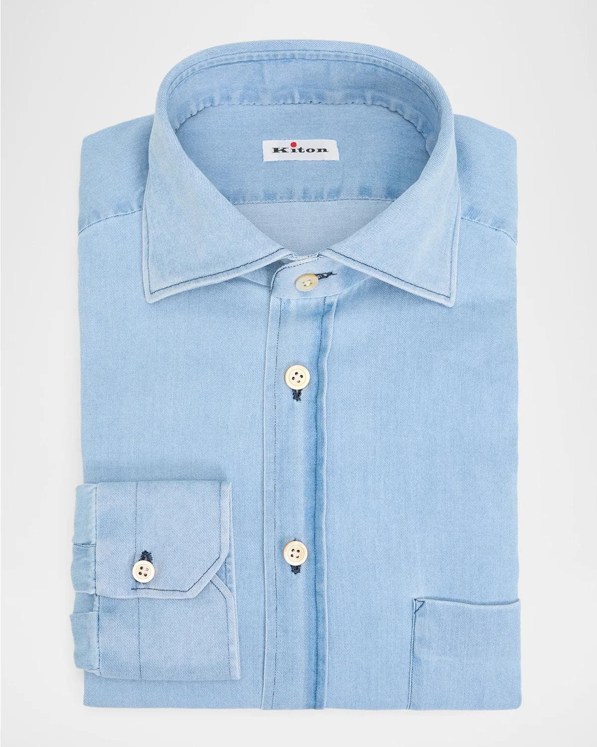 Kiton Men's Chambray Button-Front Shirt