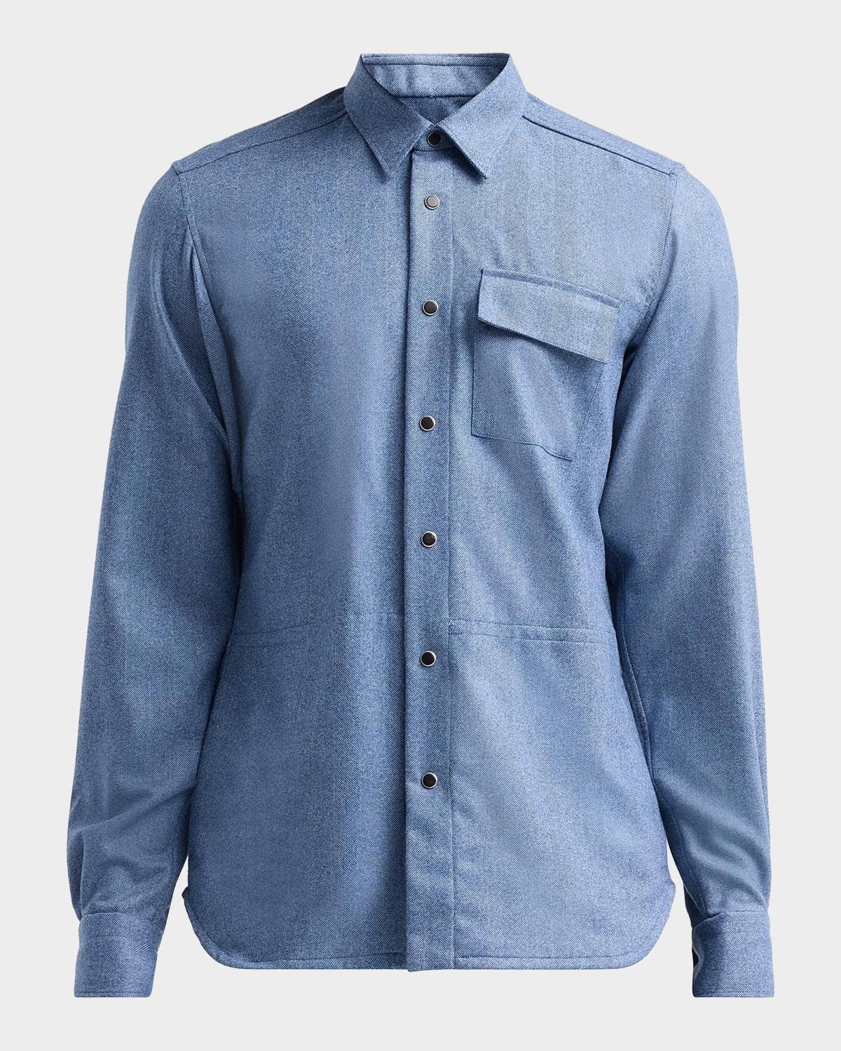 Kiton Men's Buba Virgin Wool & Cashmere Snap-Front Shirt