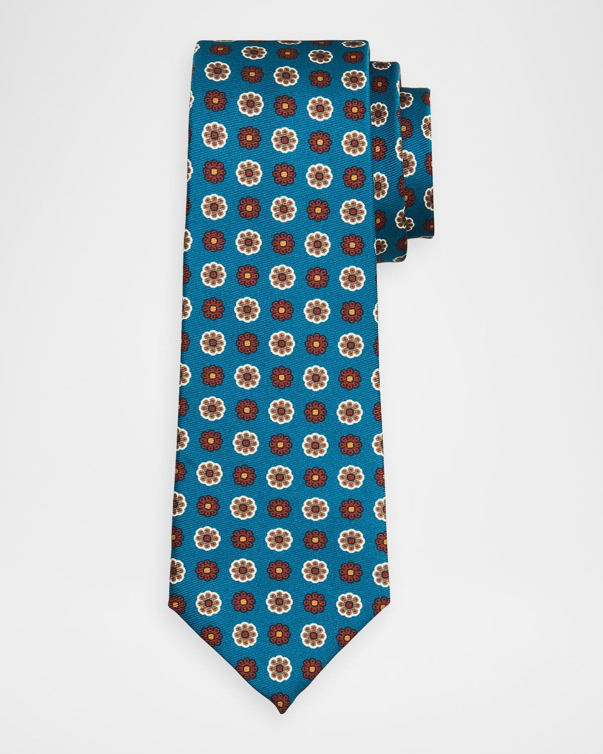Kiton Men's Silk Geometric Floral 7-Fold Tie