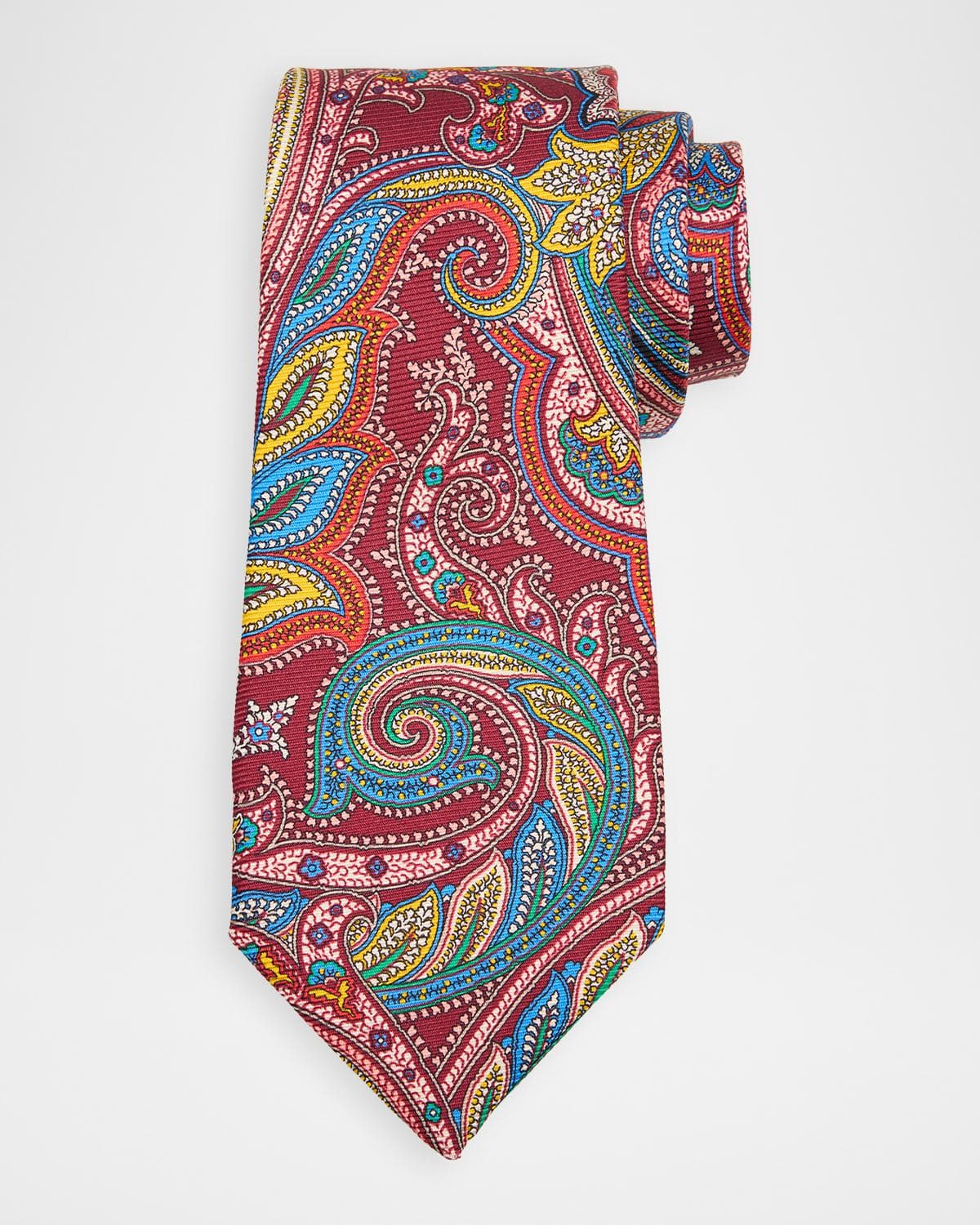 Kiton Men's Silk Multicolor Paisley 7-Fold Tie