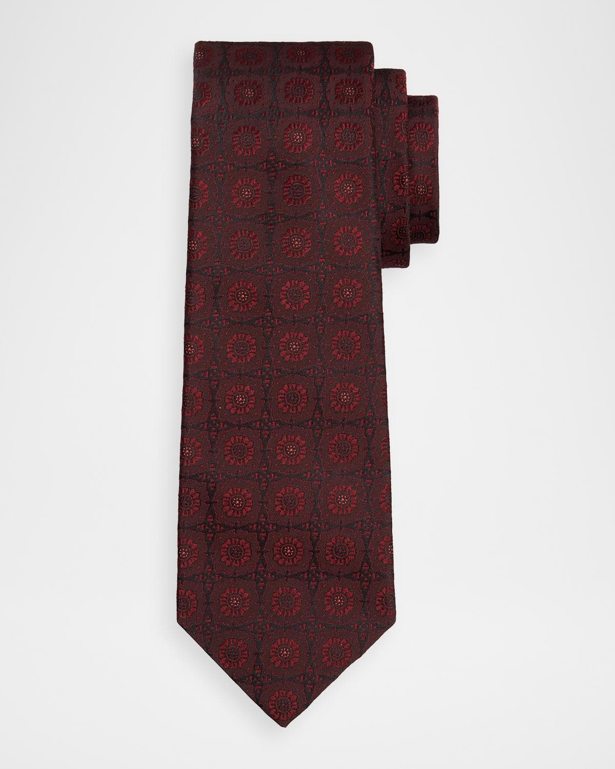 Kiton Men's Silk Floral Jacquard 7-Fold Tie
