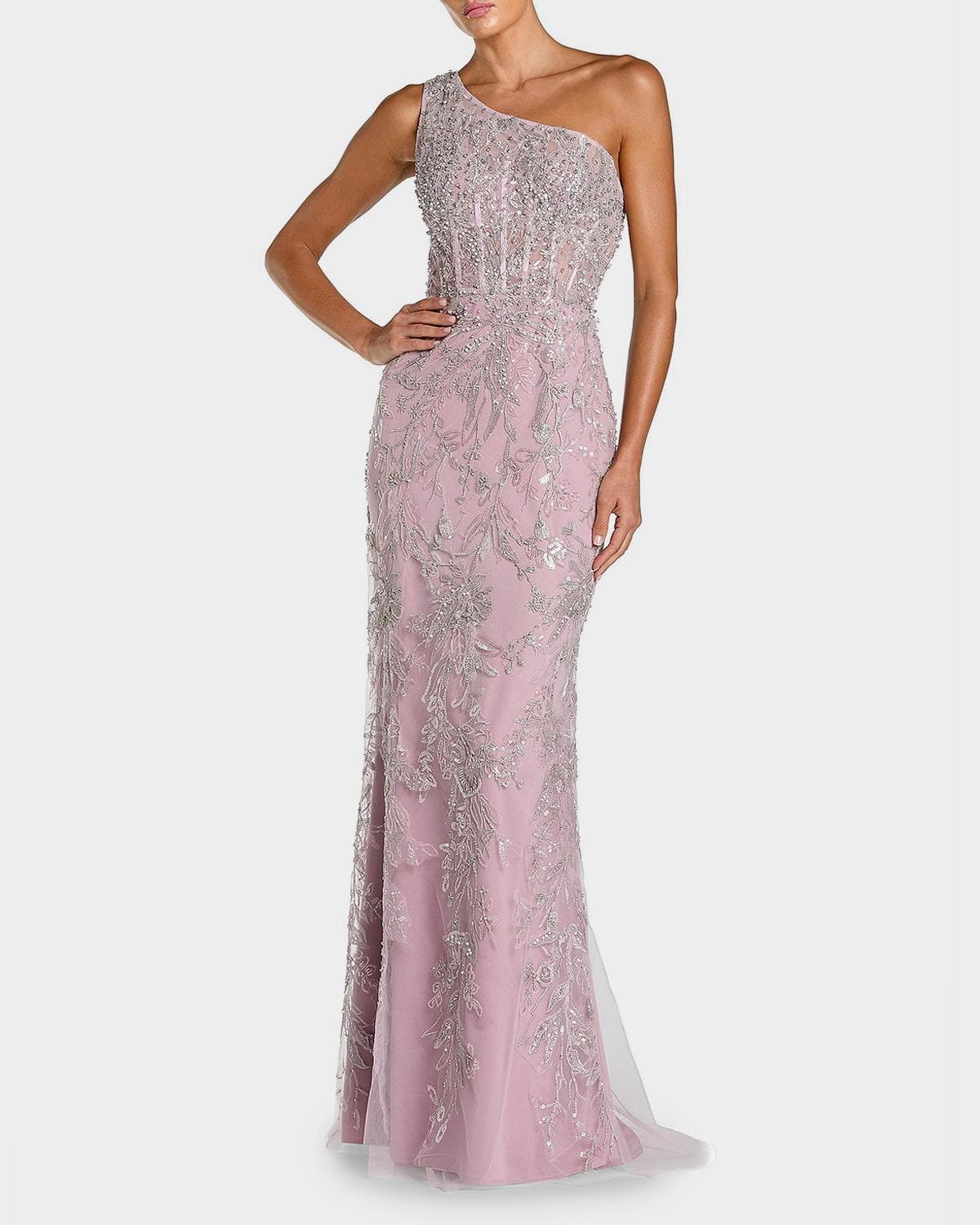 Mac Duggal Embellished One-Shoulder Gown