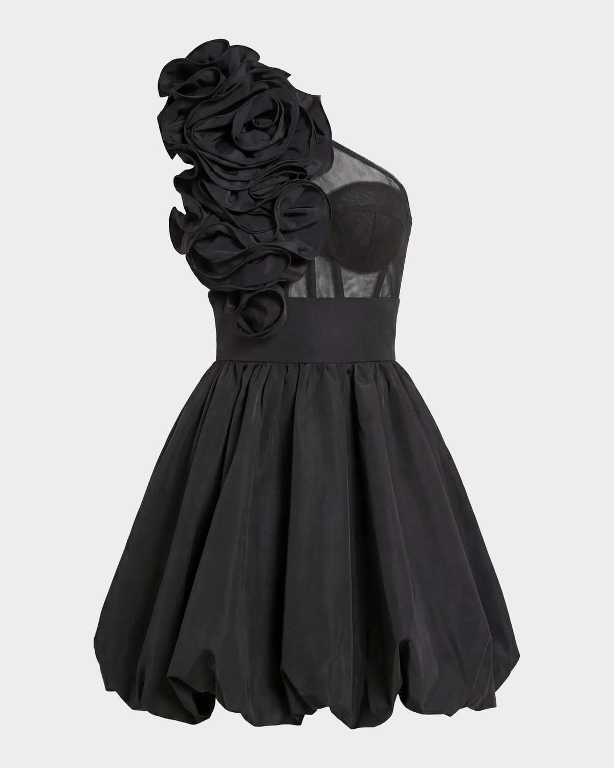 Mac Duggal Taffeta Ruffle Bubble-Hem Mini Dress