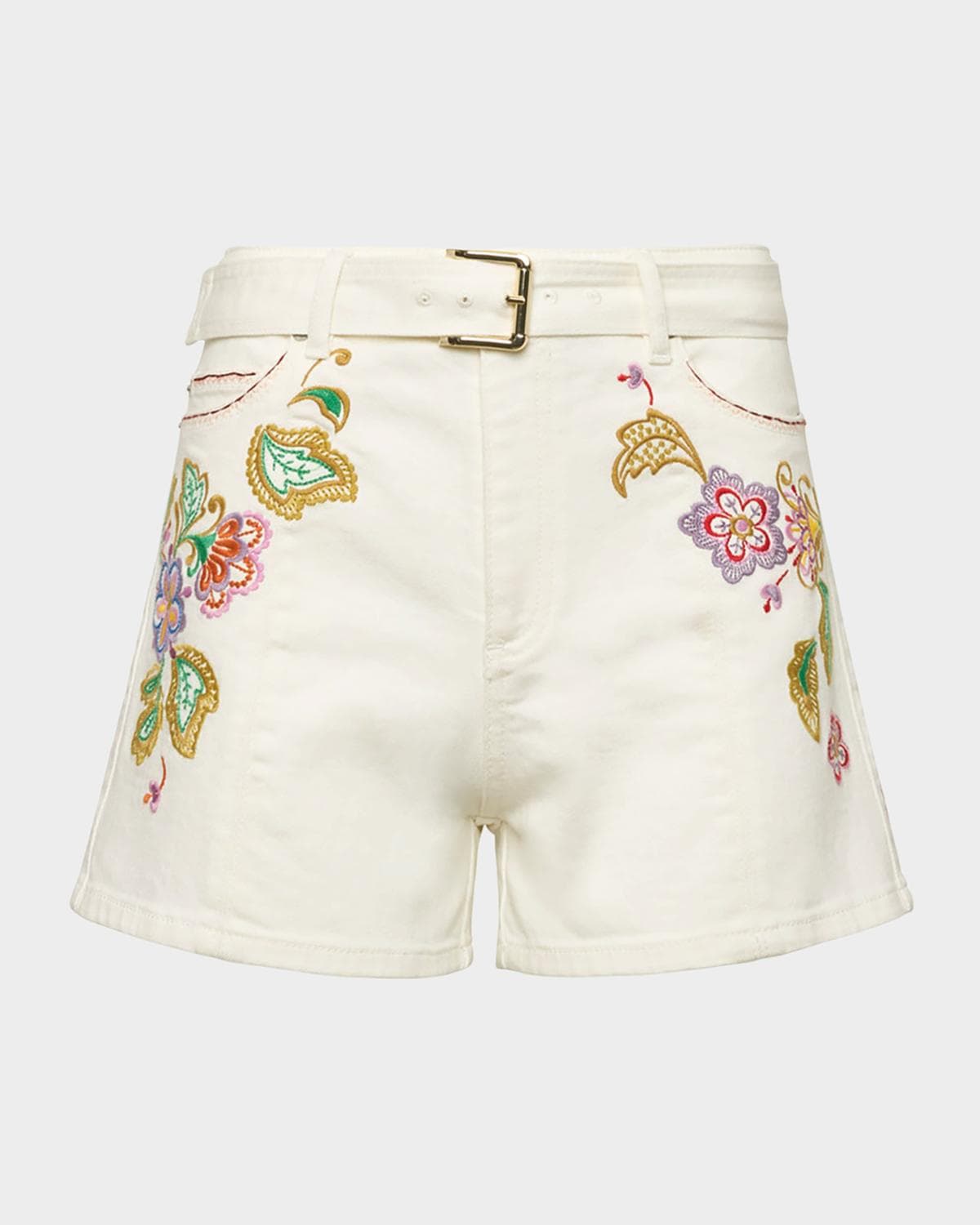 Cinq à Sept Beth Embroidered Jardin Boheme Denim Shorts