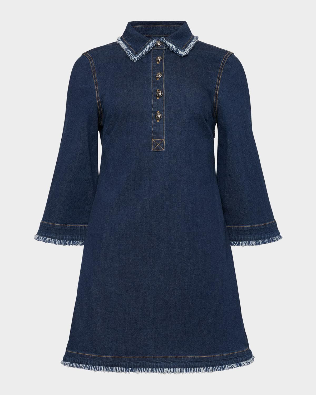 Cinq à Sept Denim Fringe-Trim Mini Dress