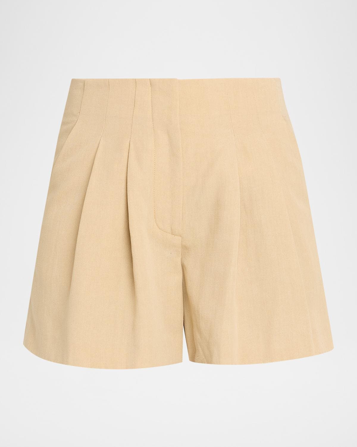 Veronica Beard Gables Pleated Linen-Blend Shorts