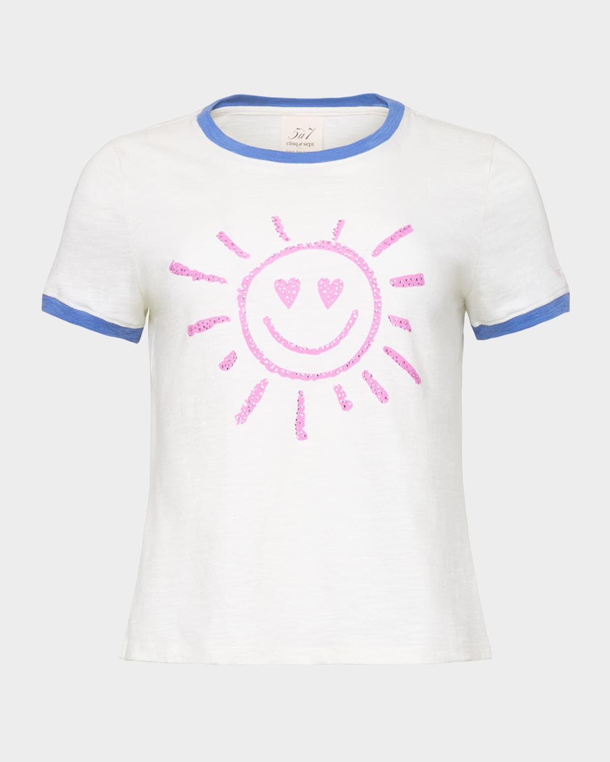Cinq à Sept Rhinestone Smiley Ringer Tee