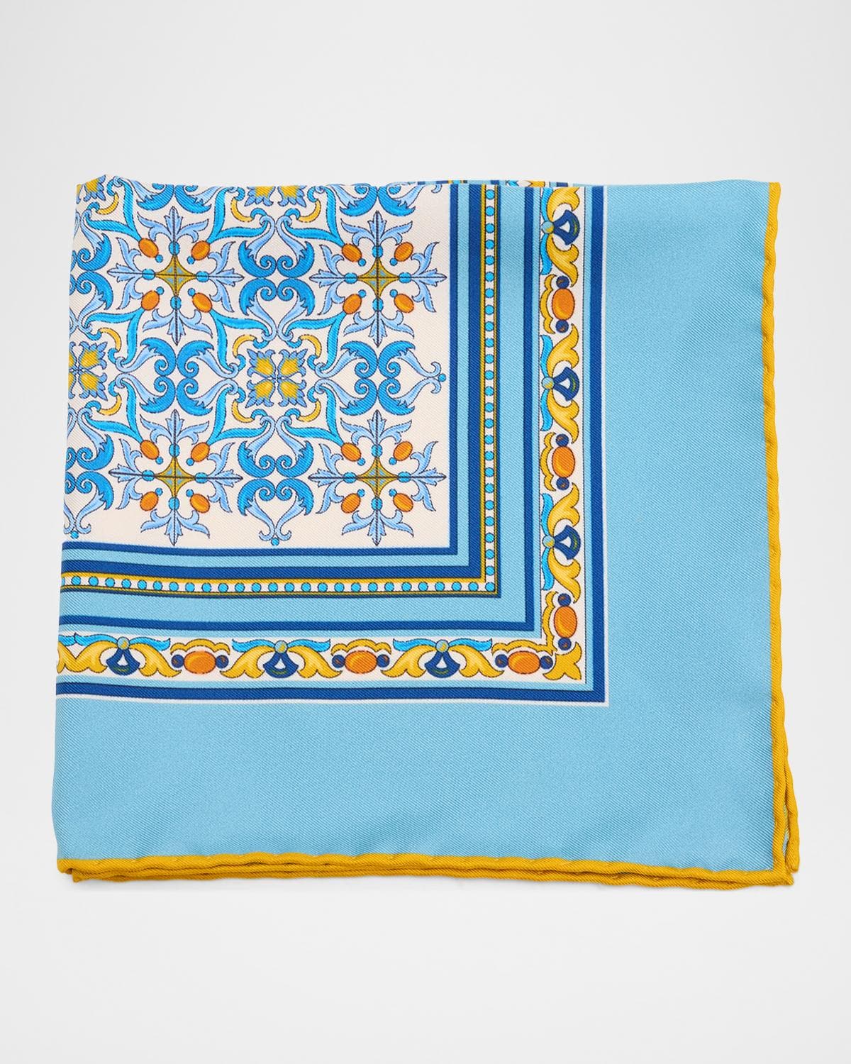 Kiton Men's Medallion Silk Pocket Square