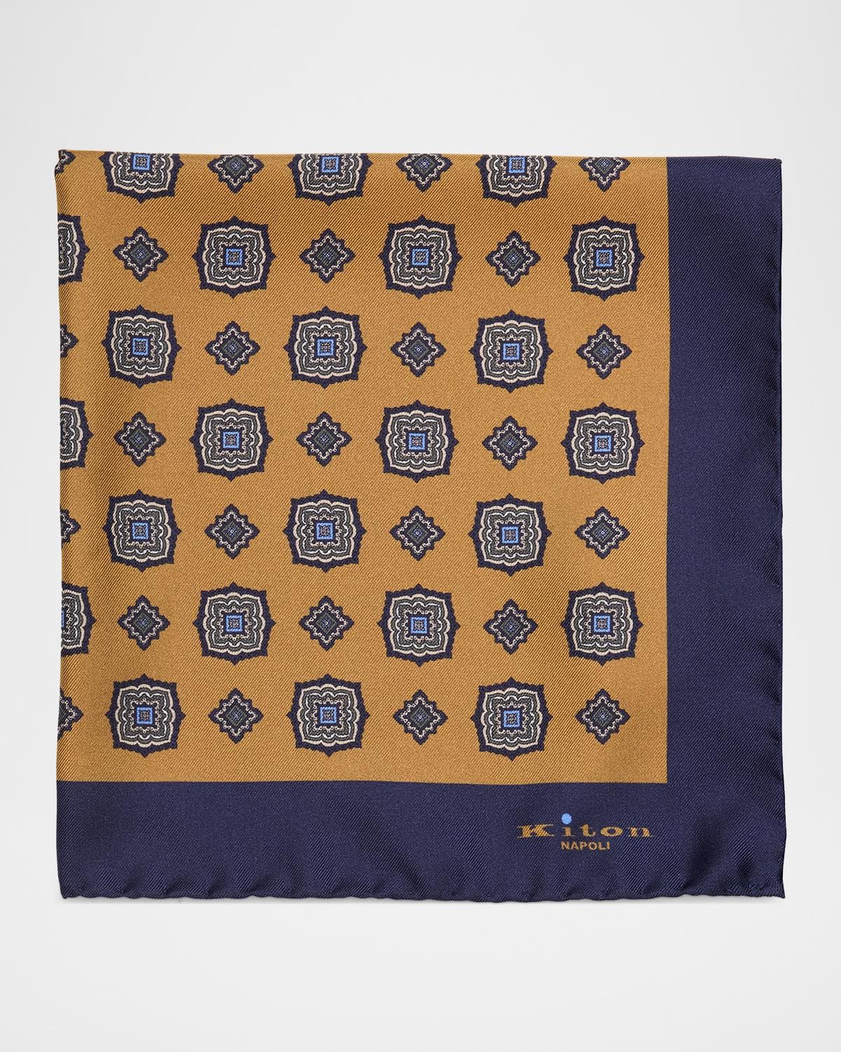 Kiton Men's Printed Silk Pocket Square