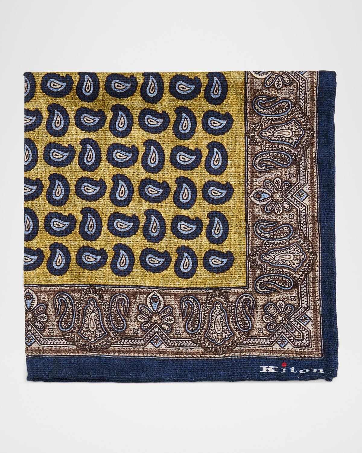 Kiton Men's Paisley-Medallion Double-Face Silk Pocket Square