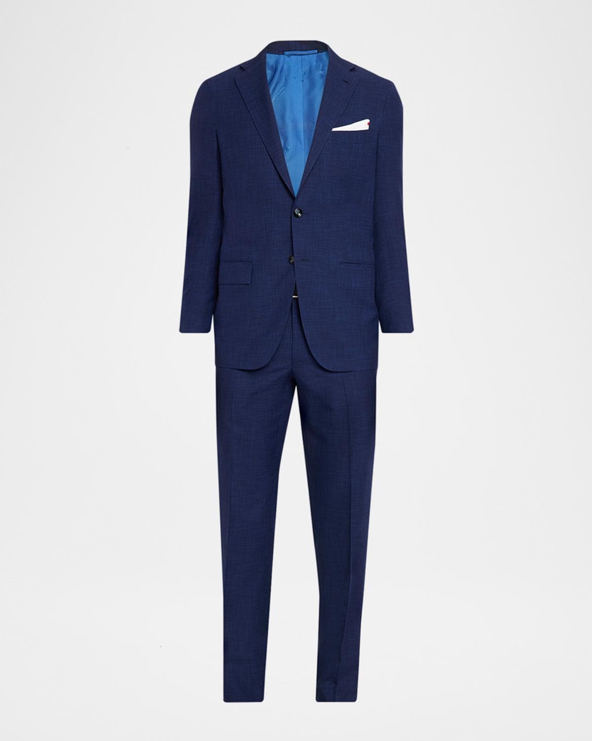 Kiton Men's Textured Check Wool and Silk Two-Piece Suit