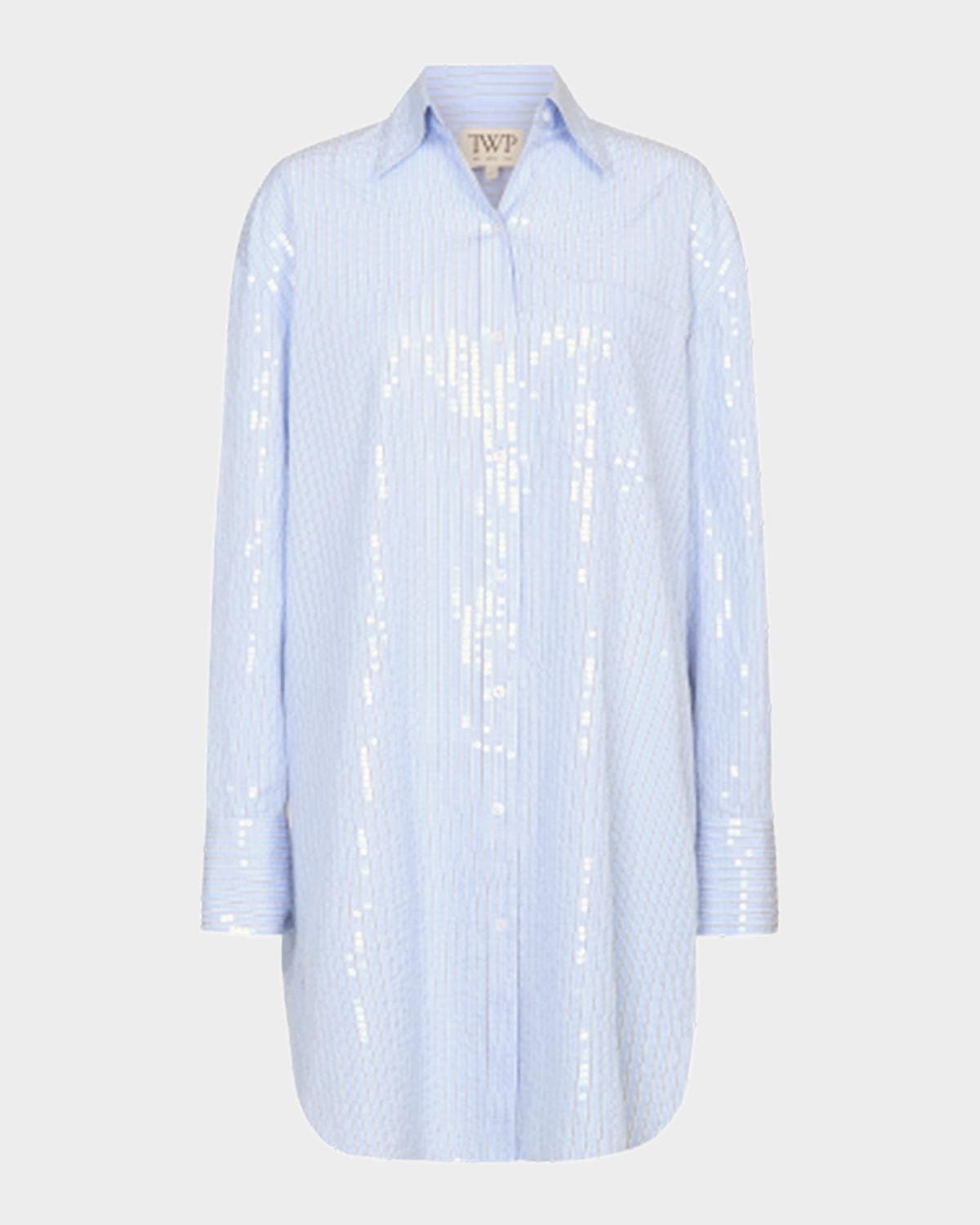 TWP Big Joe Sequined Striped Mini Shirtdress