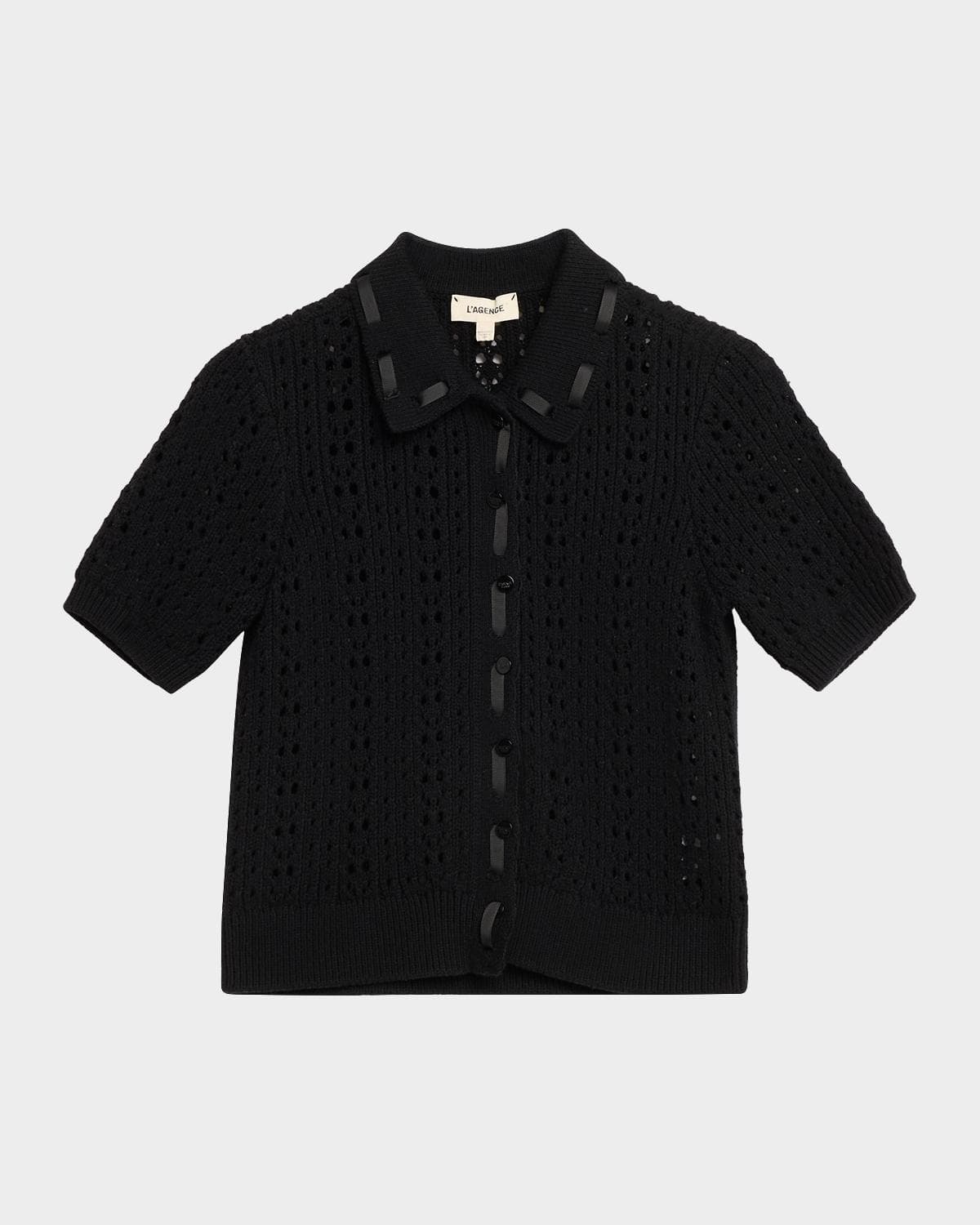 L 'AGENCE Ninette Pointelle-Knit Cardigan