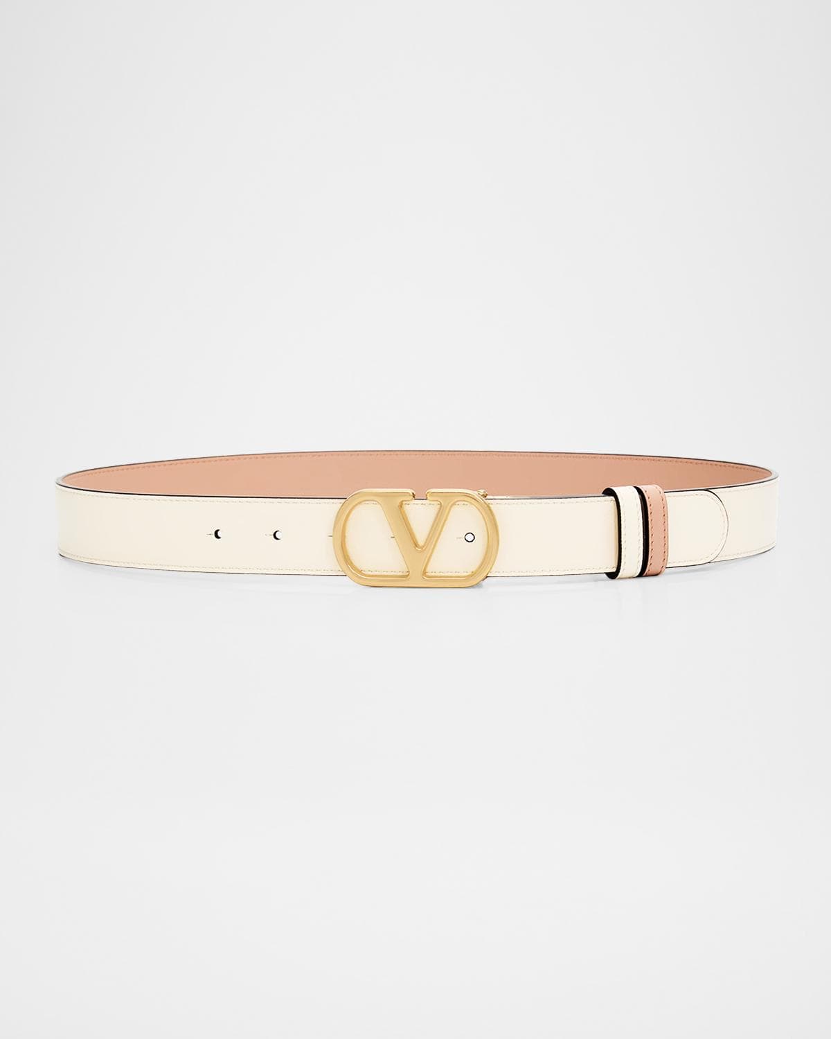 Valentino Garavani VLogo Signature Reversible Shiny Calfskin Belt 30MM