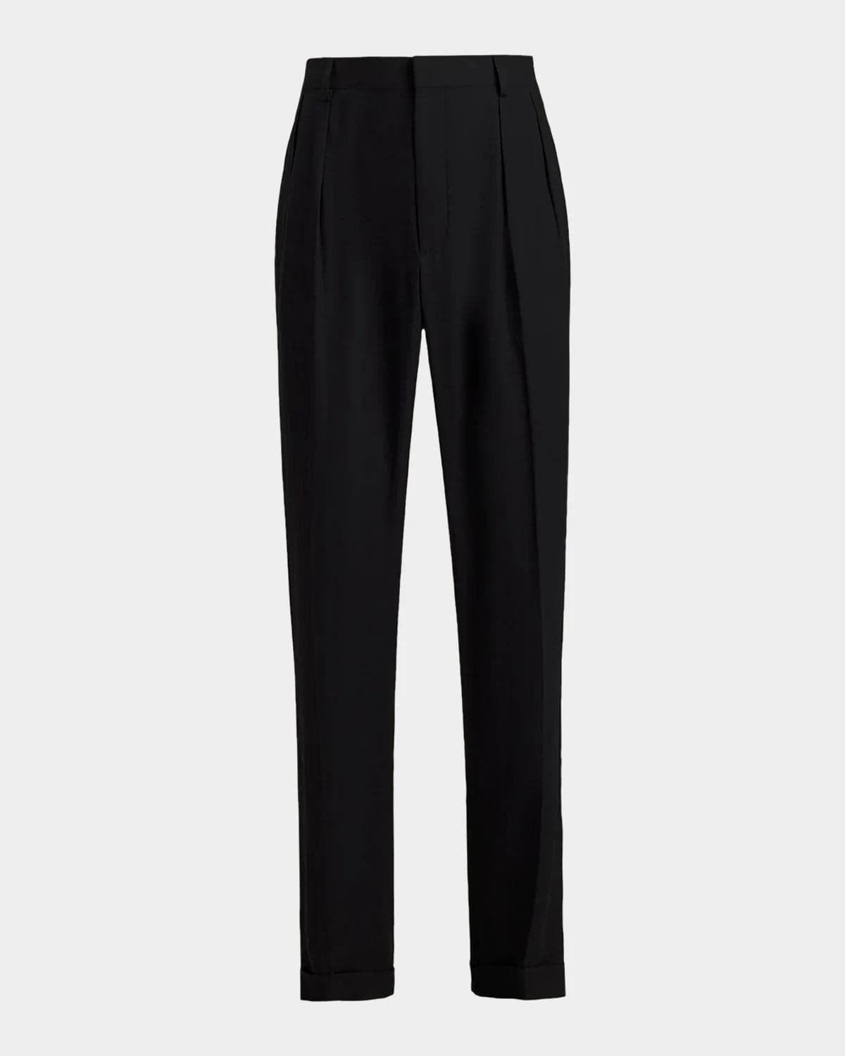 Ralph Lauren Purple Label Men's Silk and Linen Straight-Leg Pleated Trousers