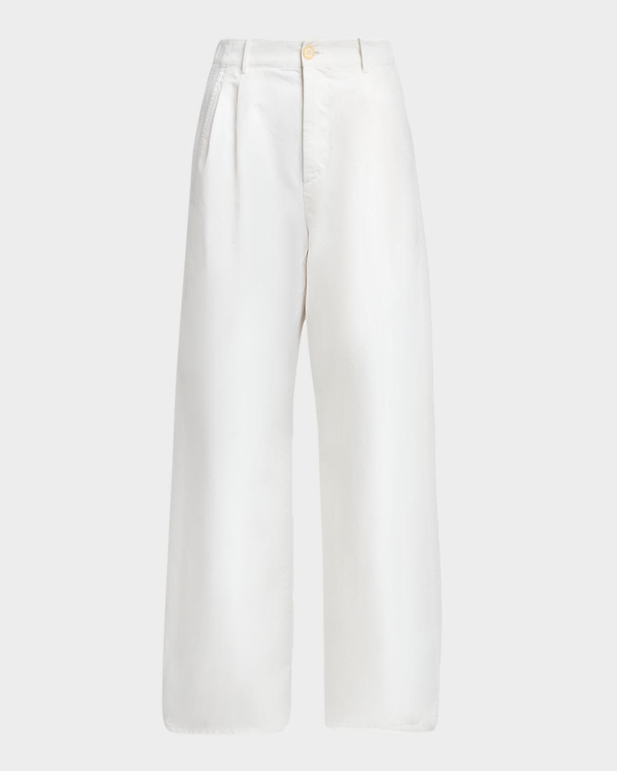 Jil Sander Pleated Cotton Wide-Leg Trousers