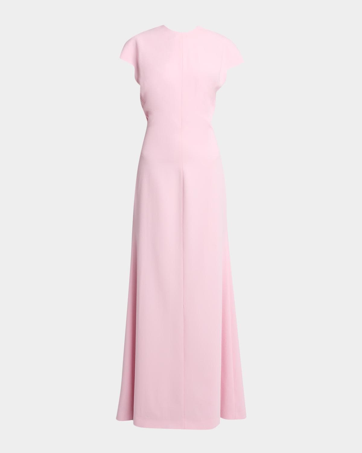 Jil Sander Open Back Short-Sleeve Long Wool Dress