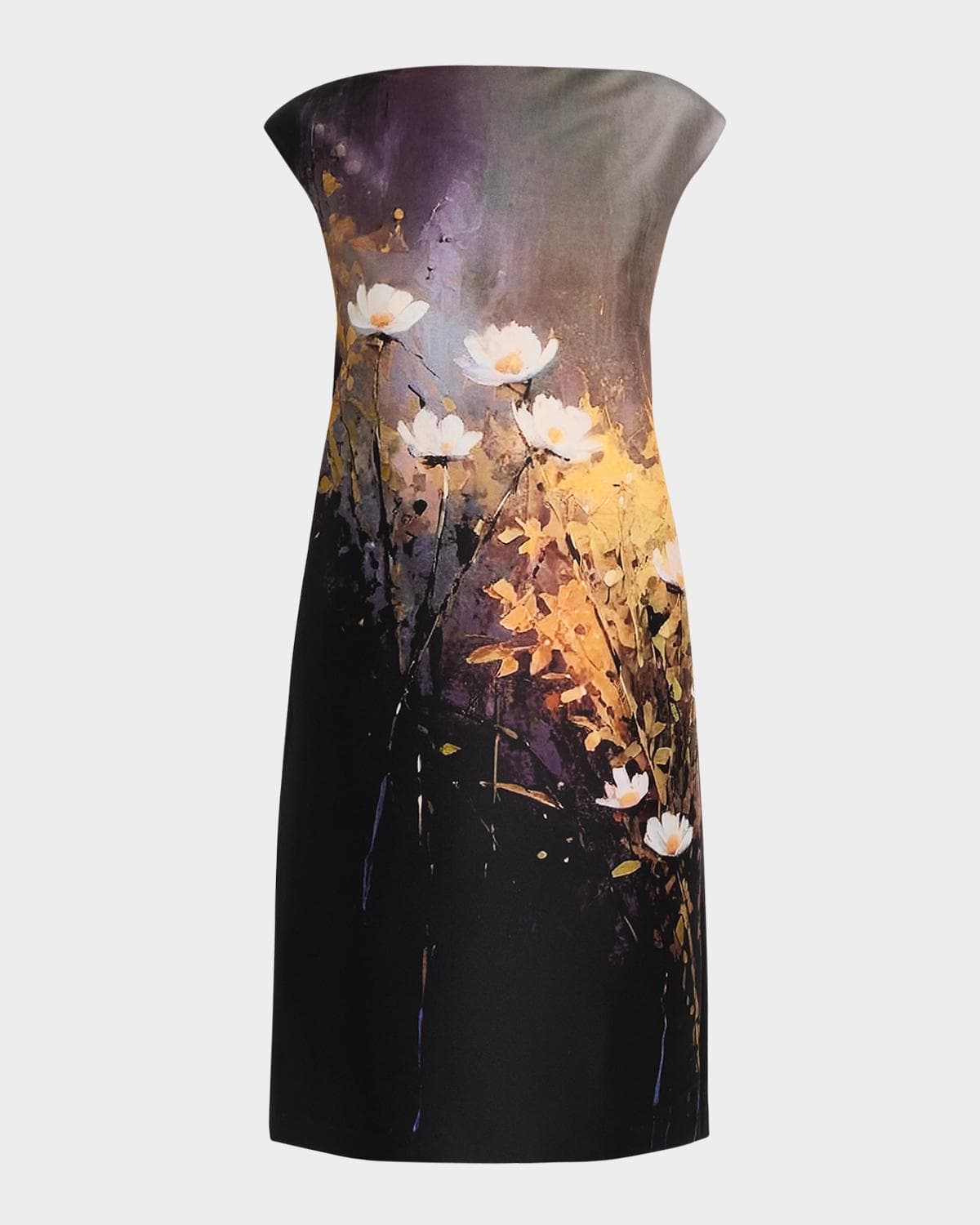 Rickie Freeman for Teri Jon Cap-Sleeve Floral Mikado Dress