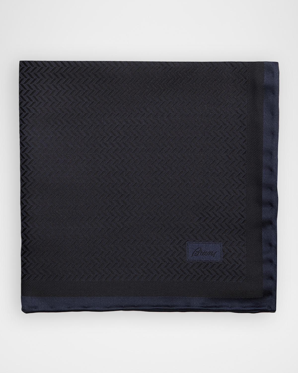 Brioni Men's Chevron Jacquard Hand-Rolled Silk Pocket Square