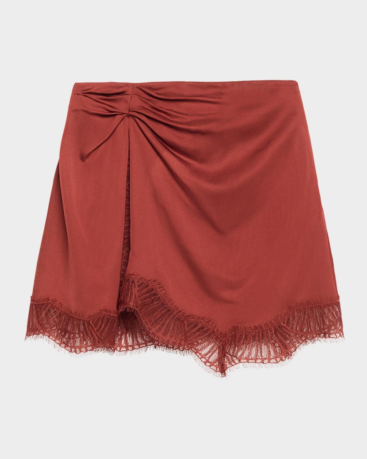 A.L.C. Dion Satin Lace-Trim Mini Skirt