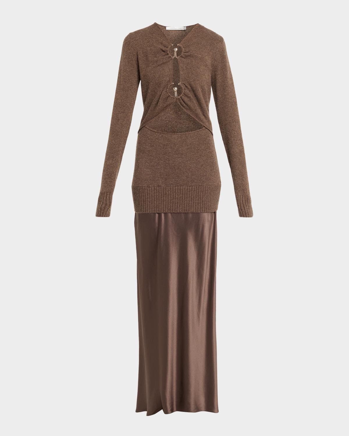 Christopher Esber Orbit Ruched Monument Long-Sleeve Dress