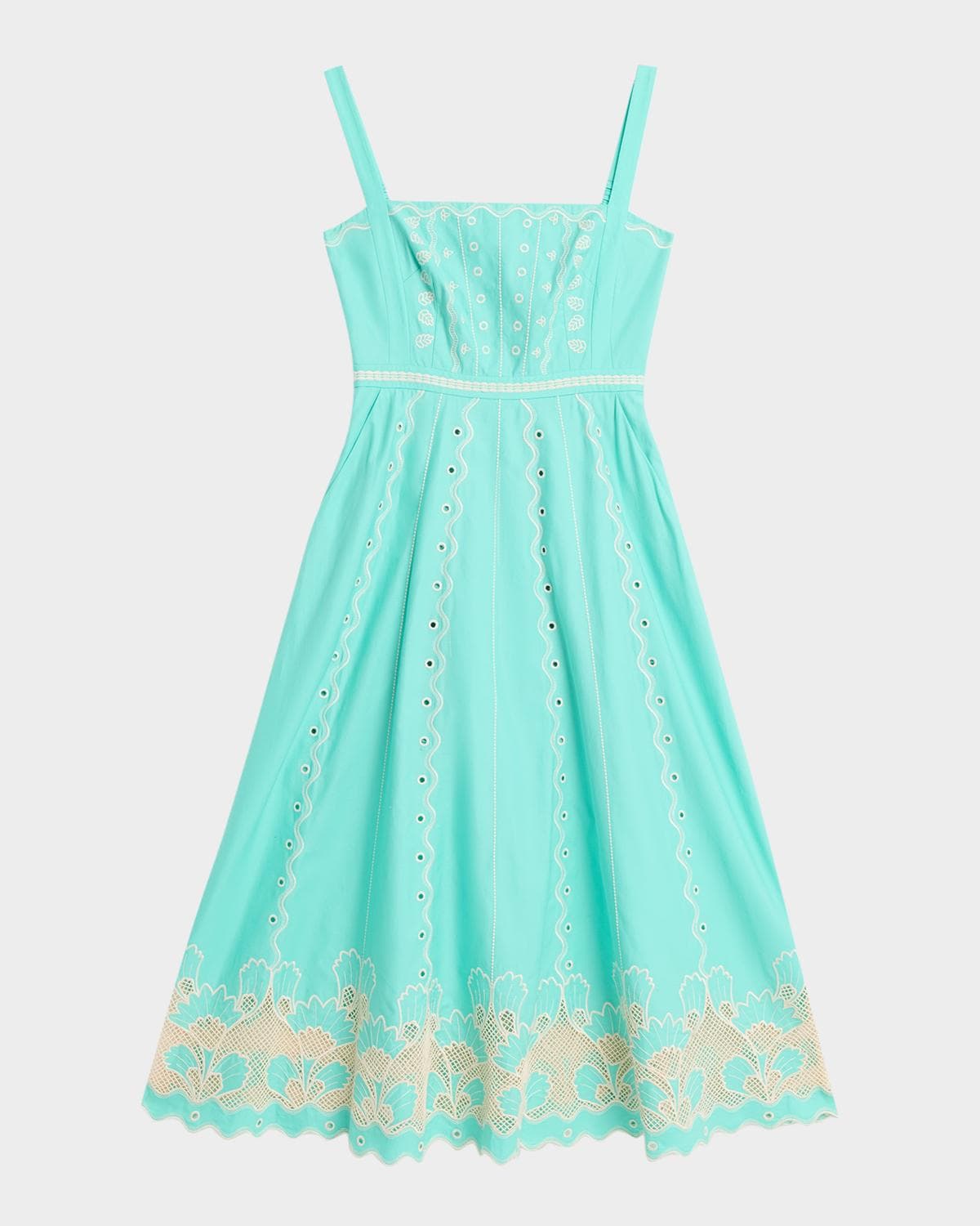 Saloni Aurora B Embroidered Midi Dress