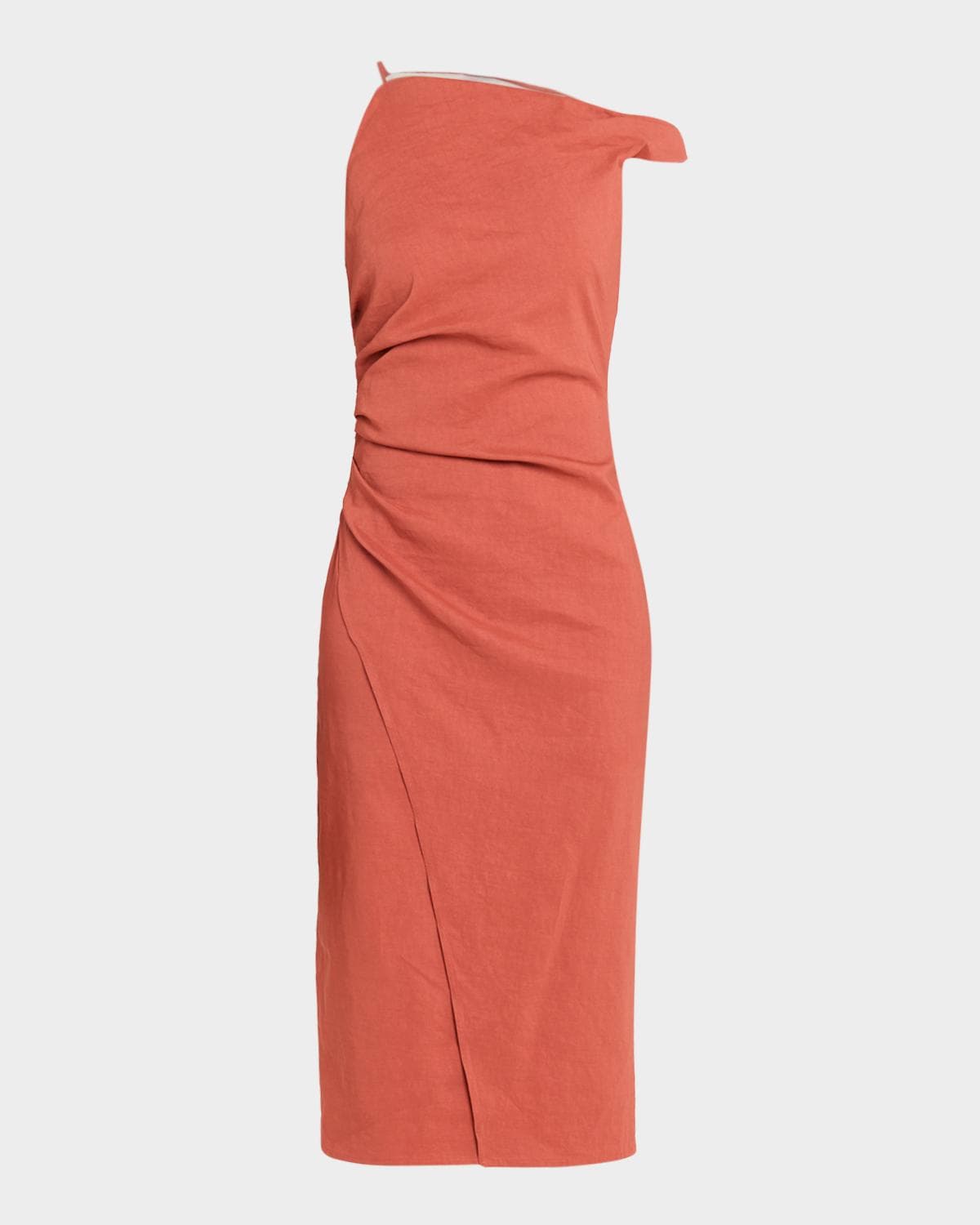 A.L.C. Lyra Draped Linen-Blend Midi Dress